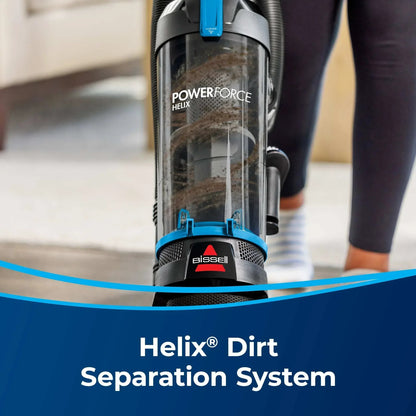 BISSELL PowerForce Helix, Bagless, Upright Vacuum, Pet Friendly, Scatter-Free Technology, Helix Dirt Separation System, Lightweight, 3313, Blue & Black