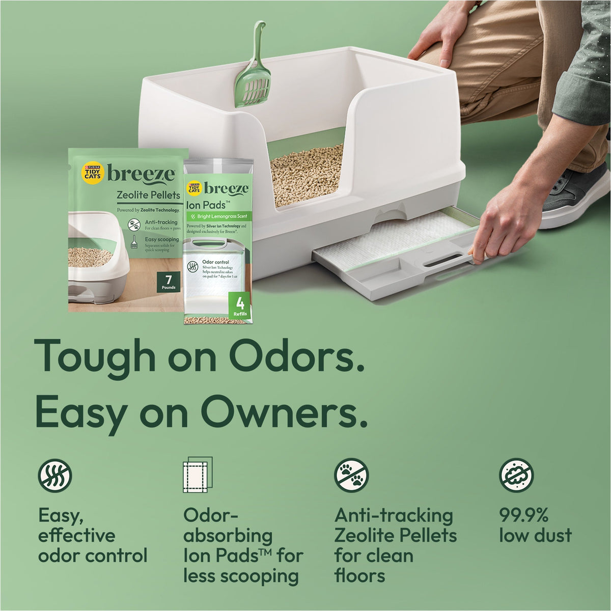 Purina Tidy Cats Breeze Bigger Cat Litter Box System Kit with Pellet Cat Litter, XL Litter Box and Litter Box Pads