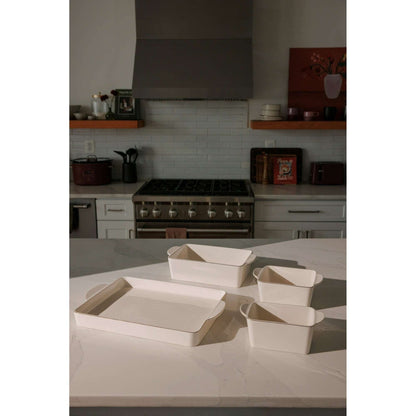 Thyme & Table Cream Ceramic Nesting Bakeware Set, 4-Piece Solid Print
