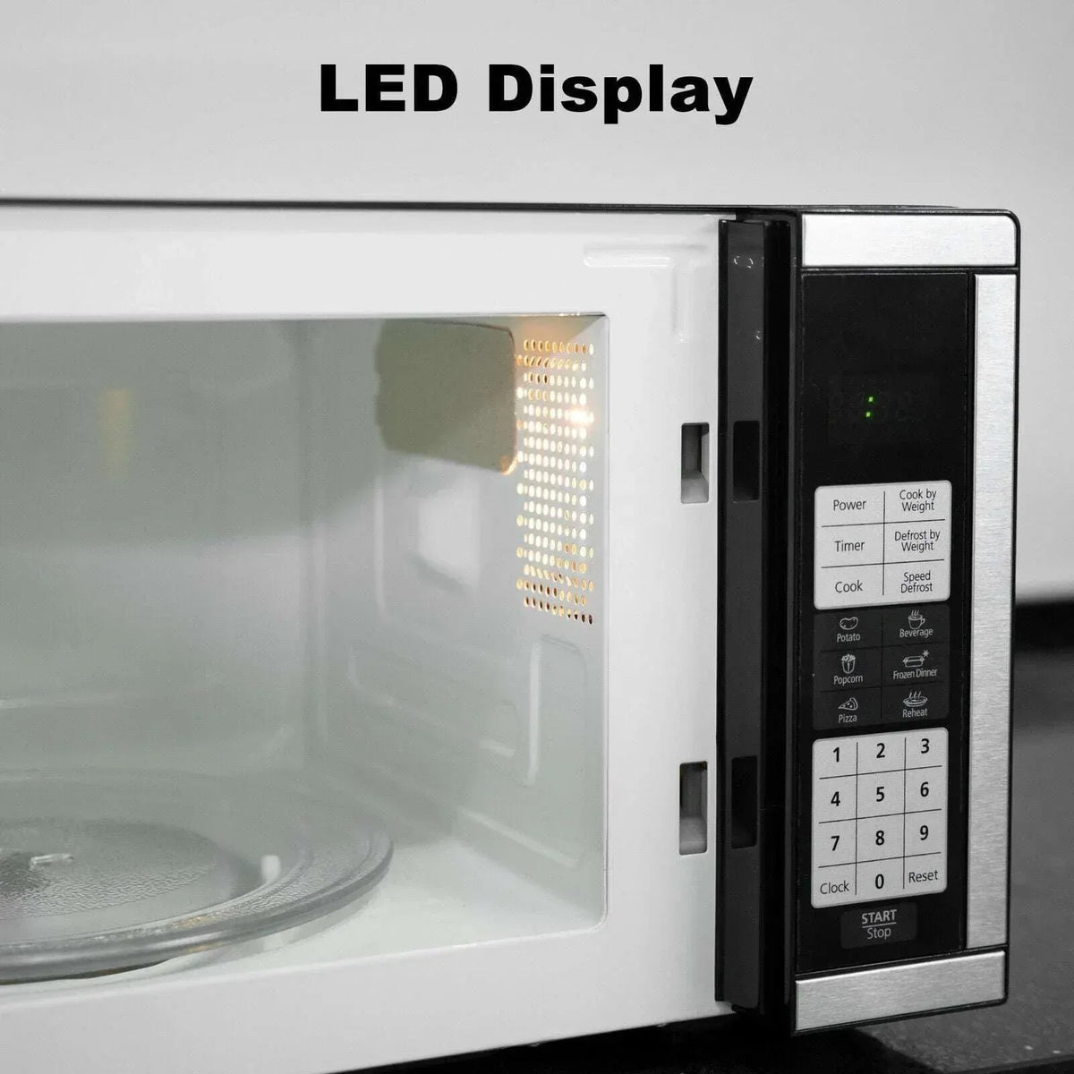 SMAD Countertop Microwave Oven 700W 10 Power Levels 6 Auto Menus 0.7 cu ft