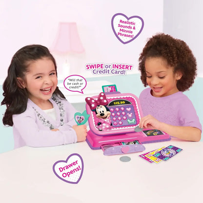 Disney Junior Minnie Mouse Bowtique Cash Register with Realistic Sounds, Pretend Play Money and Scanner, Preschool Ages 3 up by Just Play