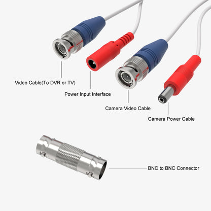 onn 100' BNC Security Cable, White