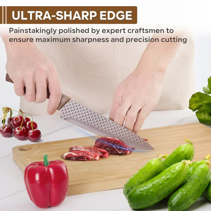 Vesteel Kitchen Knife Set of 7, Professional Stainless Steel Knives Set for Kitchen with Universal Knife Block - Khaki