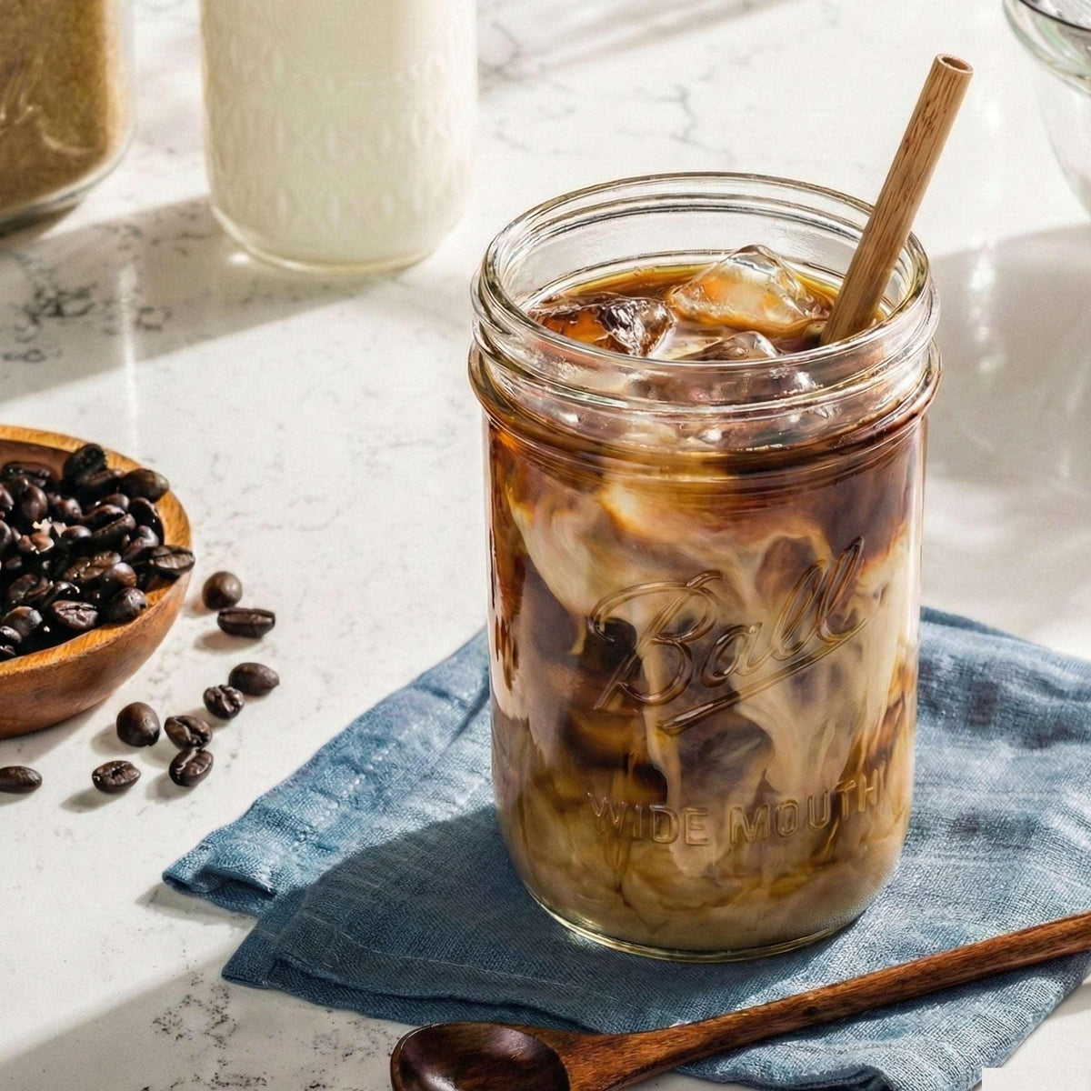Ball, Glass Mason Jars with Lids & Bands, Wide Mouth, Clear, 16 oz, 12 Count