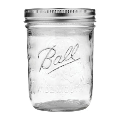 Ball 16 oz Mason Jars, Wide Mouth Pint Canning Jars with Lids and Rings, 12-Pack Glass Jars for Home Canning and Preserving