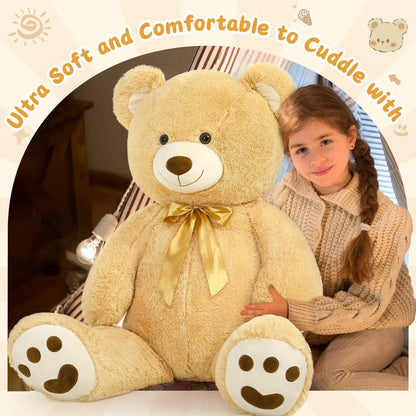 MorisMos 4ft Giant Brown Teddy Bear Stuffed Animal, Big Teddy Bear Plush