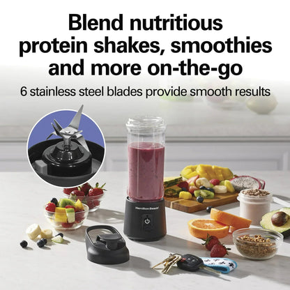 Hamilton Beach Blend Now Portable Personal Blender for Smoothies with Travel Lid, 16 oz, Black