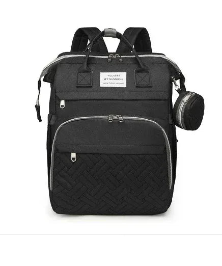 Waterproof Diaper Bag Backpack, Multifunctional Travel Nappy Bag with Changing Pad, Great for Moms and Dads, Baby Shower Gift (Black)
