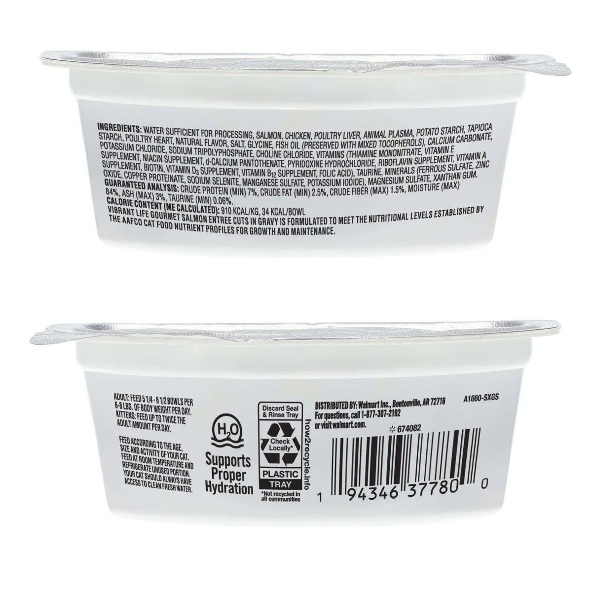 (6 pack) Vibrant Life Gourmet Salmon Entree Cuts in Gravy, Complete + Balanced, 2.64 oz Split Cup