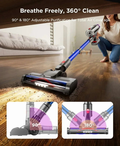 Hosaud Cordless Vacuum Cleaner - 45000pa 550W 55mins 2600mAh Lightweight Stick Vacuum Cleaners for Home Pet Hair Carpet Floor Purple