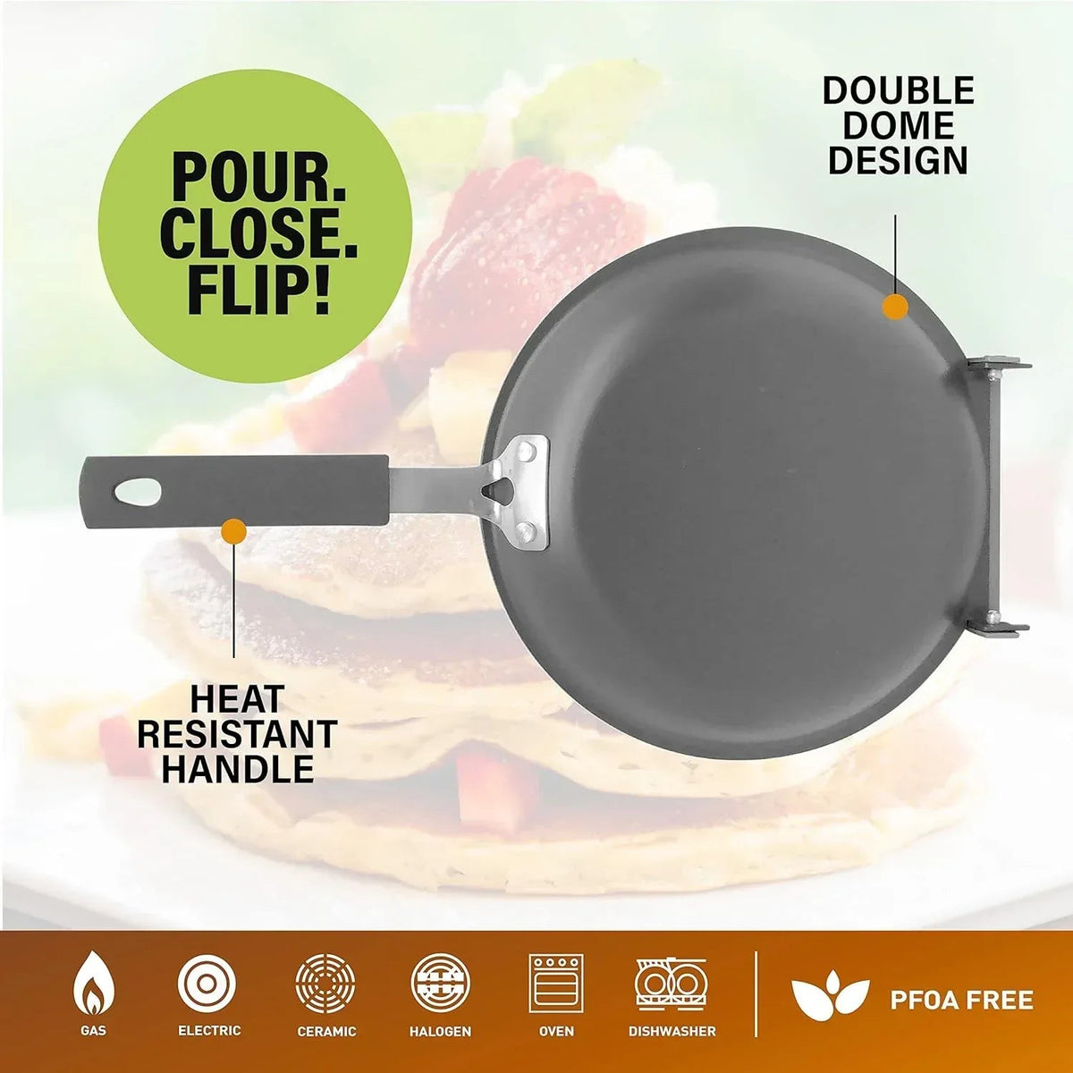 Gotham Steel Mini Pancake Maker Double Sided Pan, Ceramic Double Sided Pan Nonstick, Easy to Flip Pancake Pan, Griddle Pan for Perfect Fluffy Pancakes, Omelette Maker, Pancake Bonanza As Seen on TV