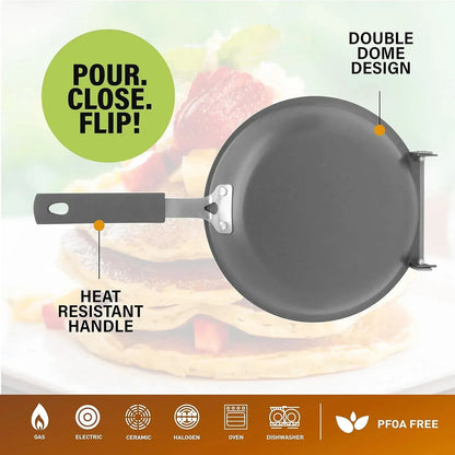 Gotham Steel Mini Pancake Maker Double Sided Pan, Ceramic Double Sided Pan Nonstick, Easy to Flip Pancake Pan, Griddle Pan for Perfect Fluffy Pancakes, Omelette Maker, Pancake Bonanza As Seen on TV