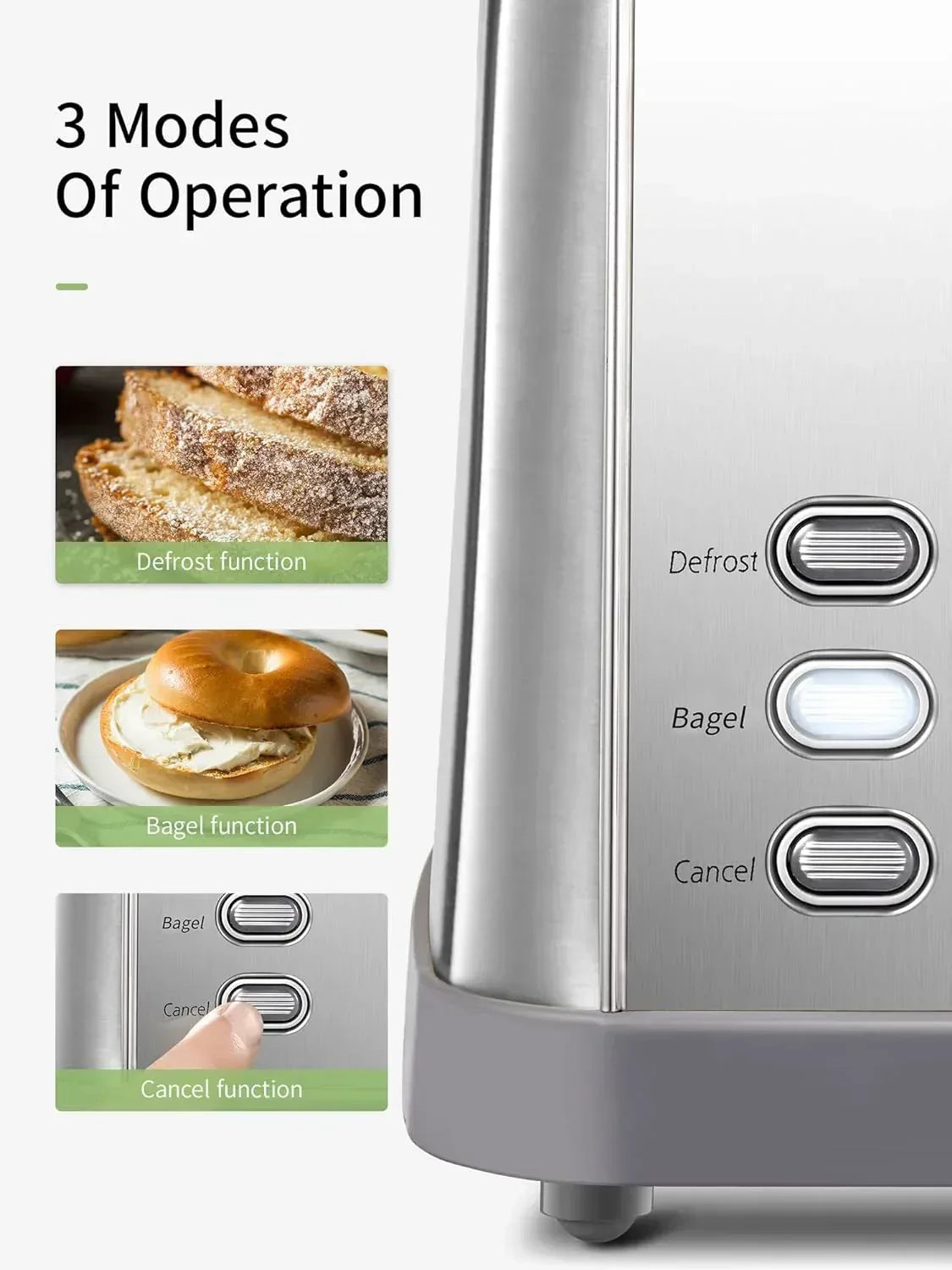 Toaster, Retro Bagel Toaster Toaster with 7 Bread Shade Settings, 2 Extra Wide Slots, Defrost/Bagel/Cancel Function, Removable Crumb Tray, Stainless Steel Toaster by Yabano, Silver