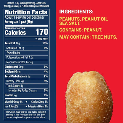 Planters Salted Peanuts, Plant Based Protein, 10-1 oz. Bags