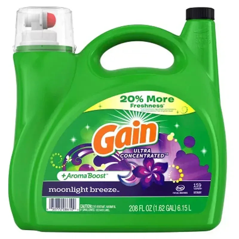 Gain Ultra Concentrated + Aroma Boost Laundry Detergent, Moonlight Breeze (208 Fl. Oz., 159 Loads)