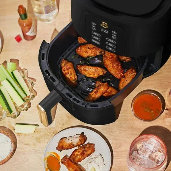 Beautiful 3 Qt Air Fryer with TurboCrisp Technology, EverGood Ceramic Nonstick Coating, Thyme Green by Drew Barrymore