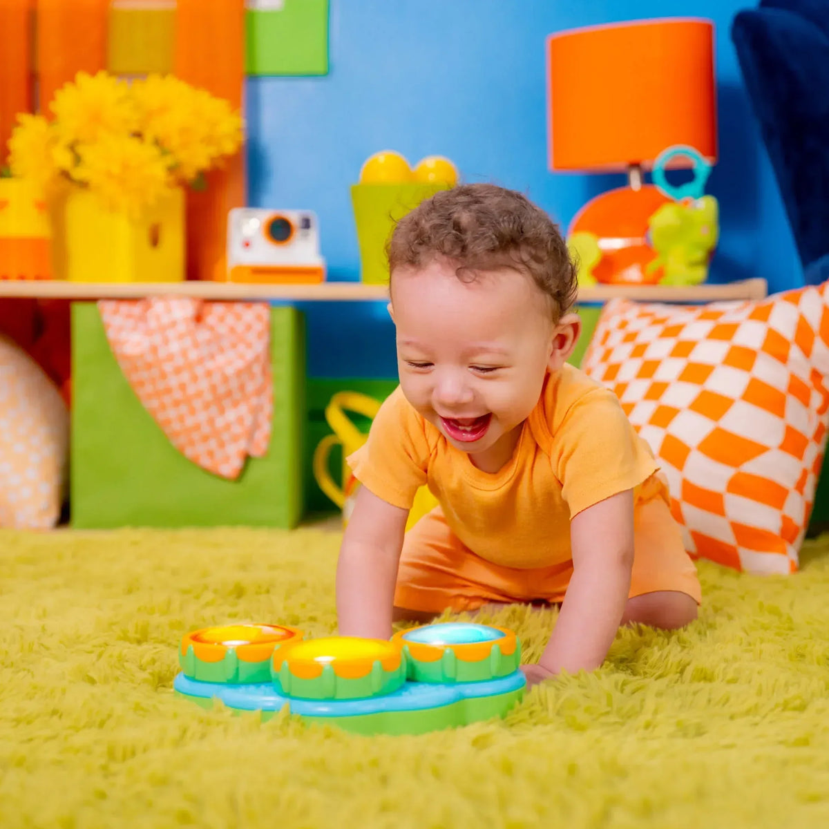 Bright Starts Safari Beats Musical Drum Toy with Lights, Ages 3 Months +, Infant and Toddler, Unisex