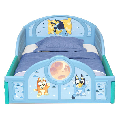 Bluey Sleep and Play Toddler Bed with Built-In Guardrails by Delta Children