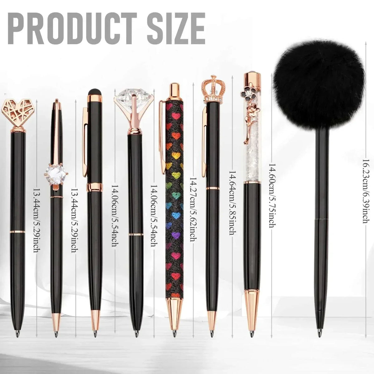 WEMATE 8Pcs Set for Journaling, Glitter Fancy Pens Gifts for Women, Office Black