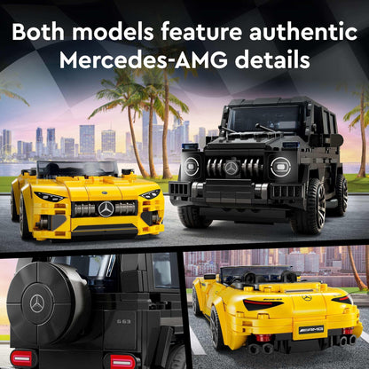 LEGO Speed Champions Mercedes-AMG G 63 & Mercedes-AMG SL 63 Toy Cars - Building Toys Set for Boys & Girls, Ages 10+ - Gift for Christmas - W/ 2 Minifigures - 76924