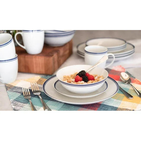10 Strawberry Street Simply Coupe 16-Piece Ceramic Dinnerware Set, Blue
