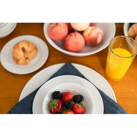 10 Strawberry Street Nova White Round 62-Piece Stoneware Dinnerware Set, Service for 6