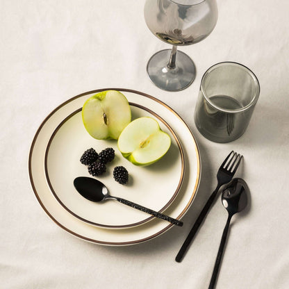 (2 pack) Thyme & Table Everest Ceramic Dinner Plate Off-White with Gold Rim
