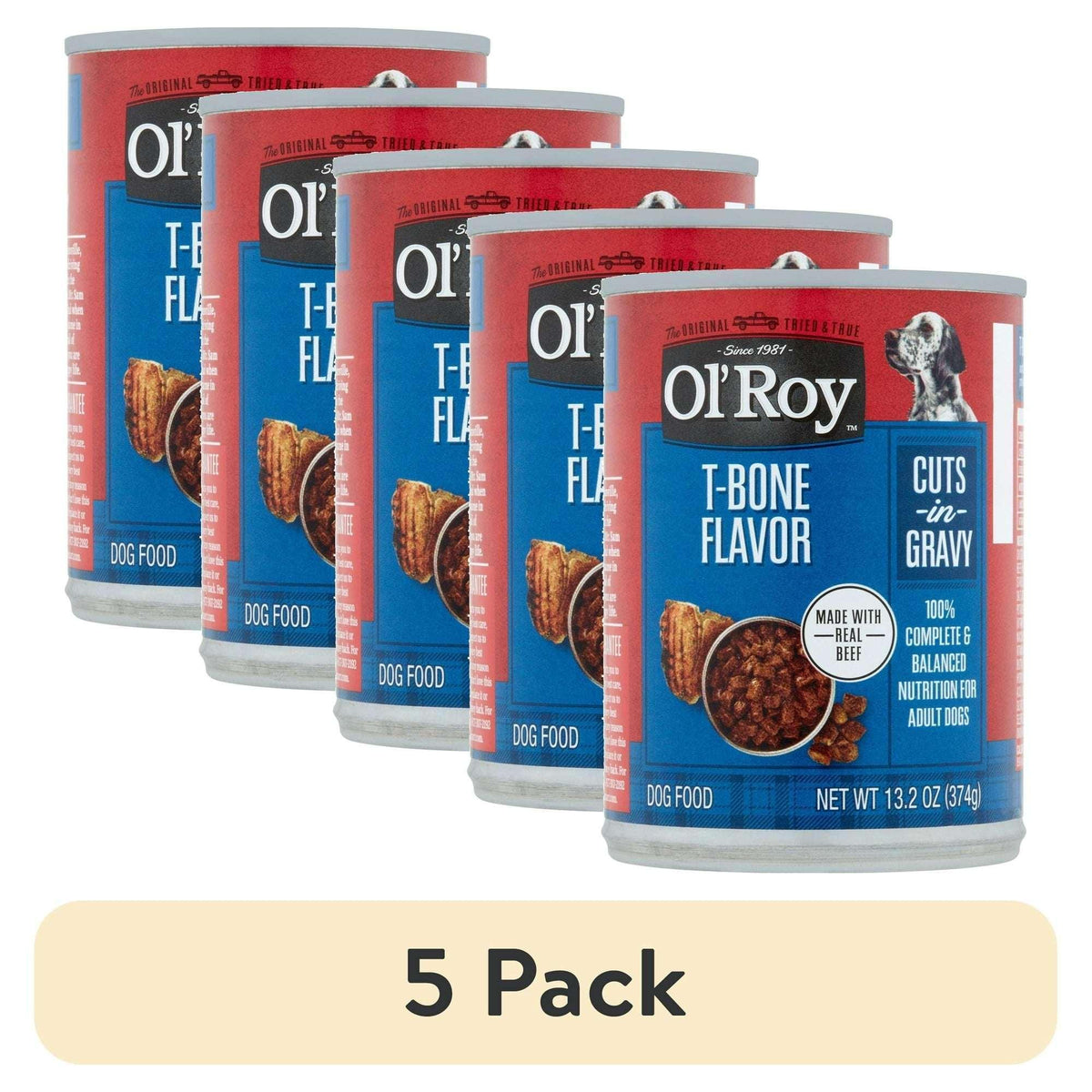 Ol' Roy T-Bone Flavor Cuts in Gravy Wet Dog Food, 13.2 oz Can