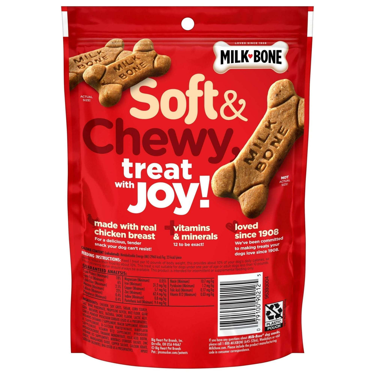 Milk Bone Soft & Chewy Dog Treats, Made with Real Chicken, 5.6 oz Pouch