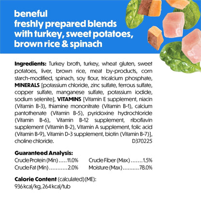 (4 pack) Purina Beneful Freshly Prepared Blends Wet Dog Food with Turkey, Sweet Potatoes, Brown Rice and Spinach, 10 oz Tub