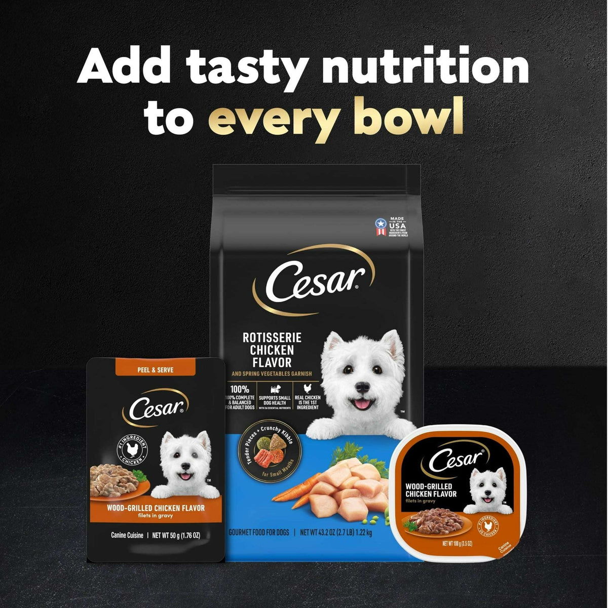 Cesar Filets in Gravy Wood-Grilled Chicken Flavor Wet Dog Food, 1.76-oz Mini-Pouches