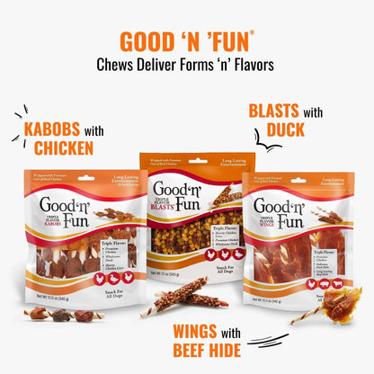 Good 'n' Fun Triple Flavor Kabobs, Rawhide Chews for All Dogs