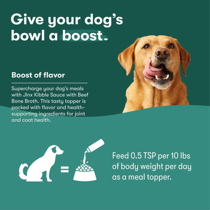 Jinx Kibble Sauce Beef Bone Broth Dog Meal Topper, 12 fl oz Bottle