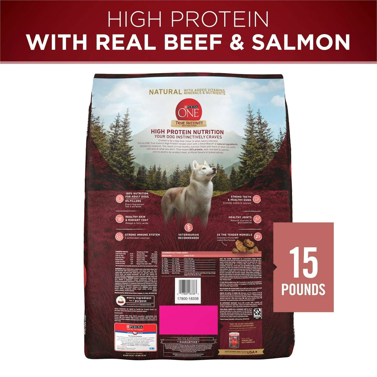 Purina ONE True Instinct Dry Dog Food for Adults, High Protein with Real Beef & Salmon