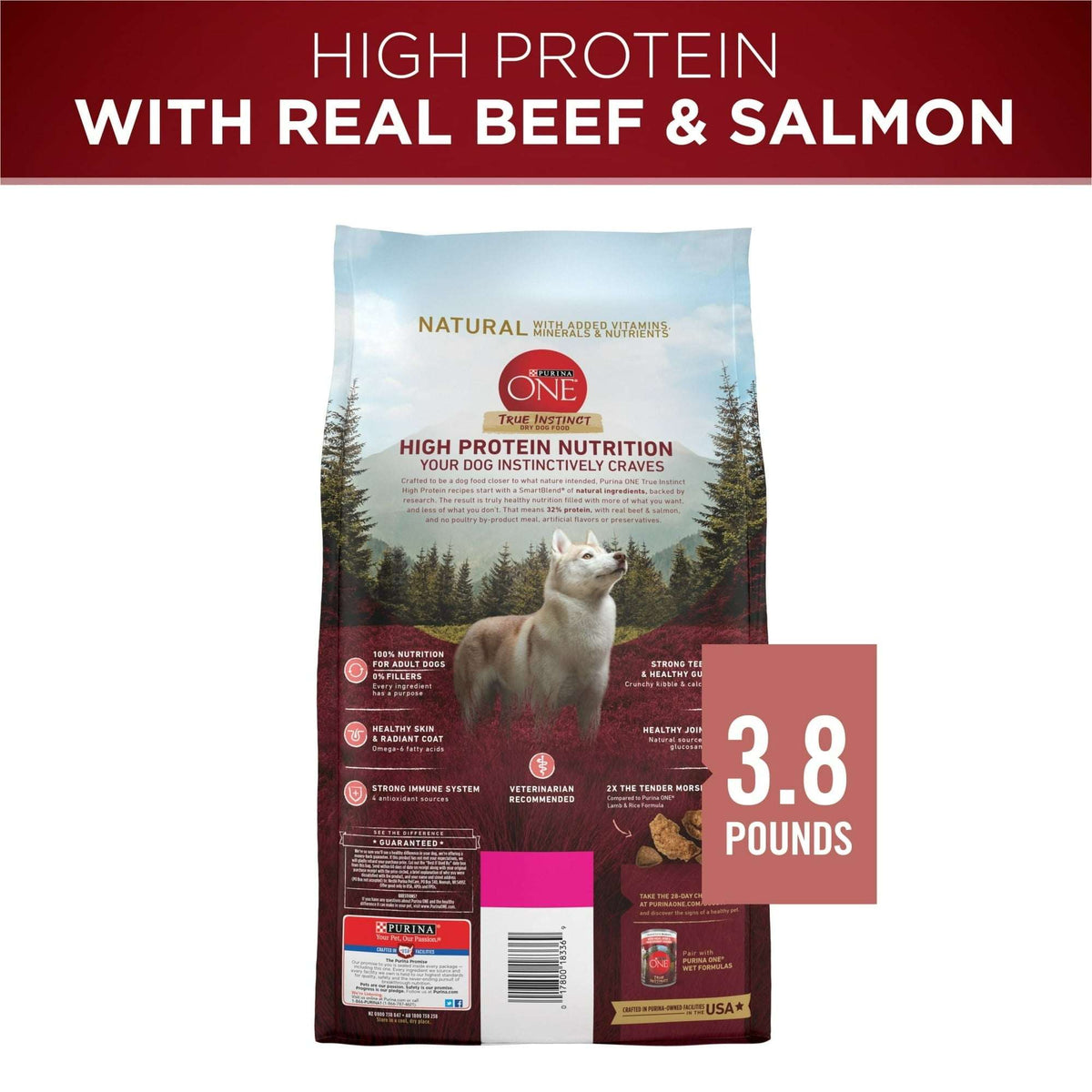 Purina ONE True Instinct Dry Dog Food for Adults, High Protein with Real Beef & Salmon