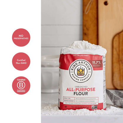 King Arthur Baking Company Non-GMO Project Verified, Certified Kosher Unbleached All Purpose Flour, 5 lb Bag
