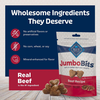 Blue Buffalo Jumbo Bits Beef Recipe, Soft & Chewy Natural Dog Treats, 11 oz. Bag