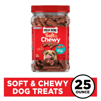 Milk Bone Soft & Chewy Dog Treats Made With Real Bacon, 5.6 oz Bag