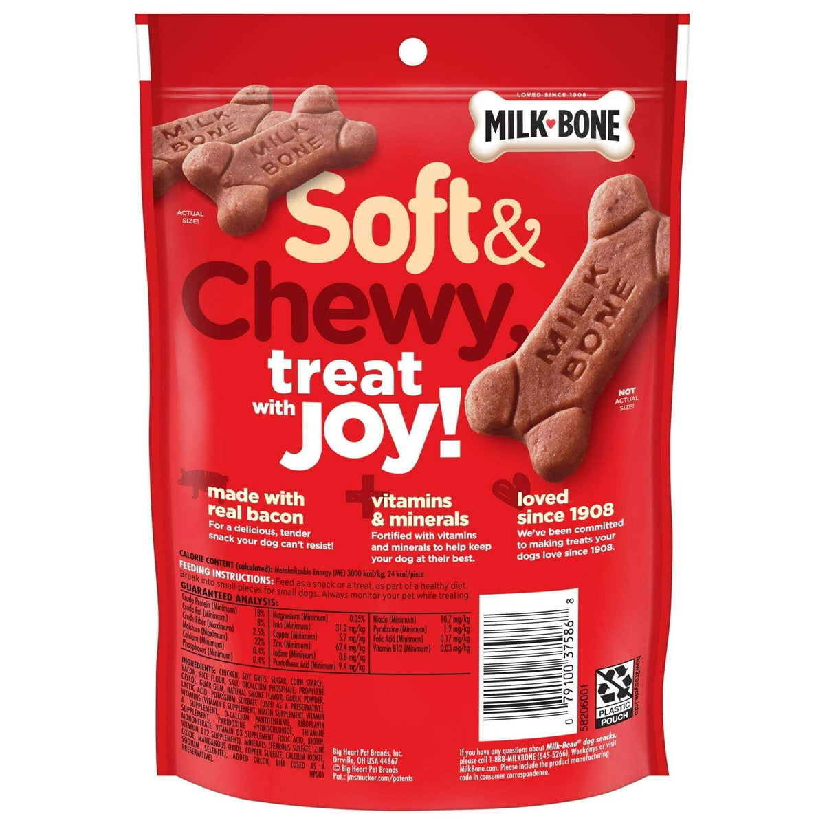 Milk Bone Soft & Chewy Dog Treats Made With Real Bacon, 5.6 oz Bag
