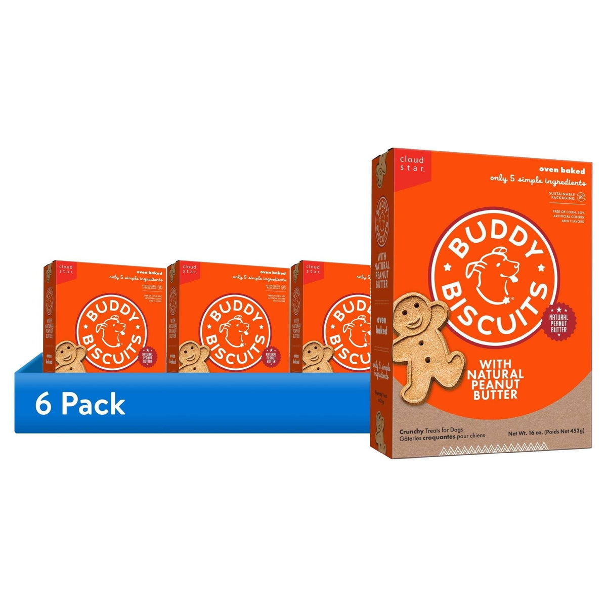 Buddy Biscuits Crunchy Dog Treats, Peanut Butter, 16 oz. Box