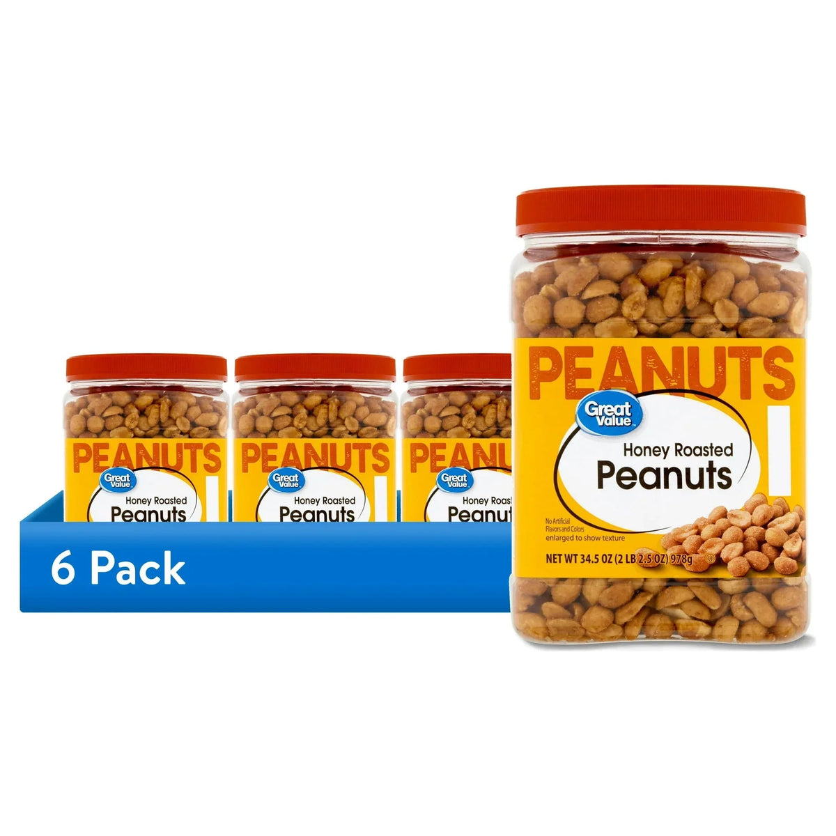 Great Value Honey Roasted Peanuts, 34.5 oz