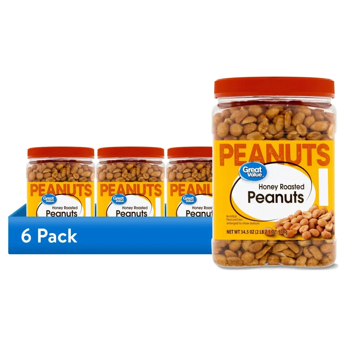 Great Value Honey Roasted Peanuts, 34.5 oz