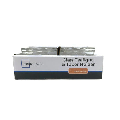 (6 pack) Mainstays Clear Glass Candleholder for Tealight and Taper Candles, 2 Inches