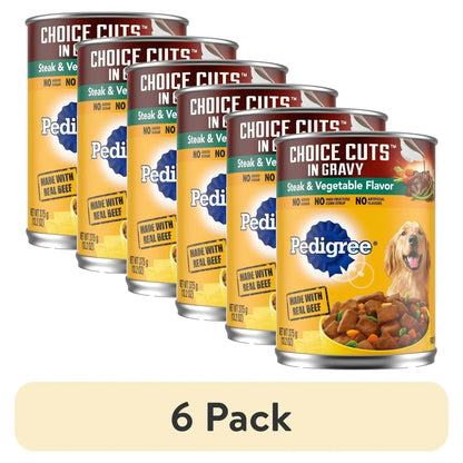 Pedigree Choice Cuts In Gravy Adult Wet Dog Food Steak & Vegetable Flavor, 13.2 oz Cans 12 Pack