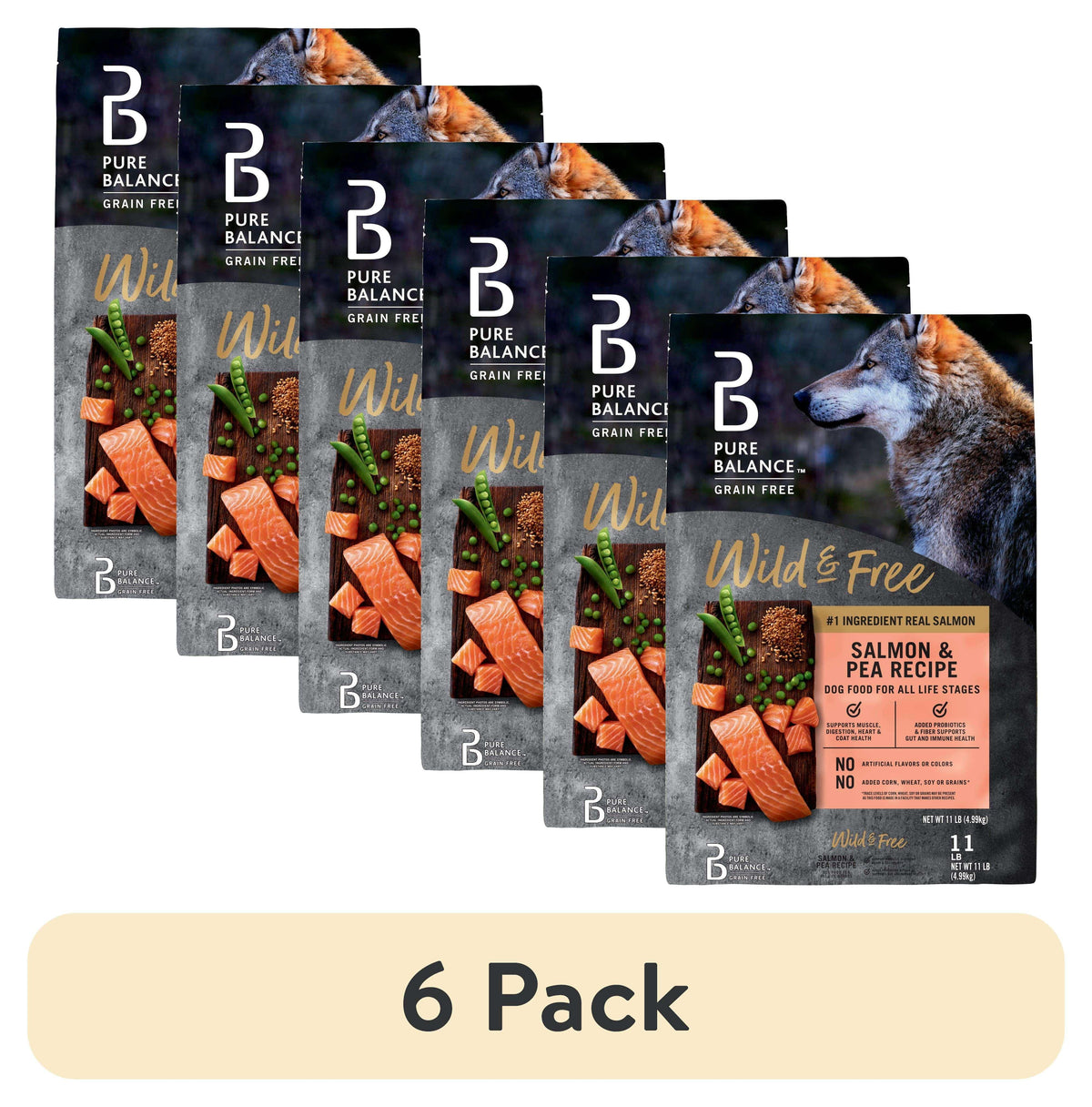 Pure Balance Wild & Free Grain-Free Salmon & Pea Recipe Dry Dog Food, 11 lbs
