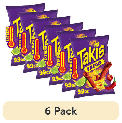 Takis Fuego 9.9 oz Sharing Size Bag, Hot Chili Pepper & Lime Rolled Tortilla Chips