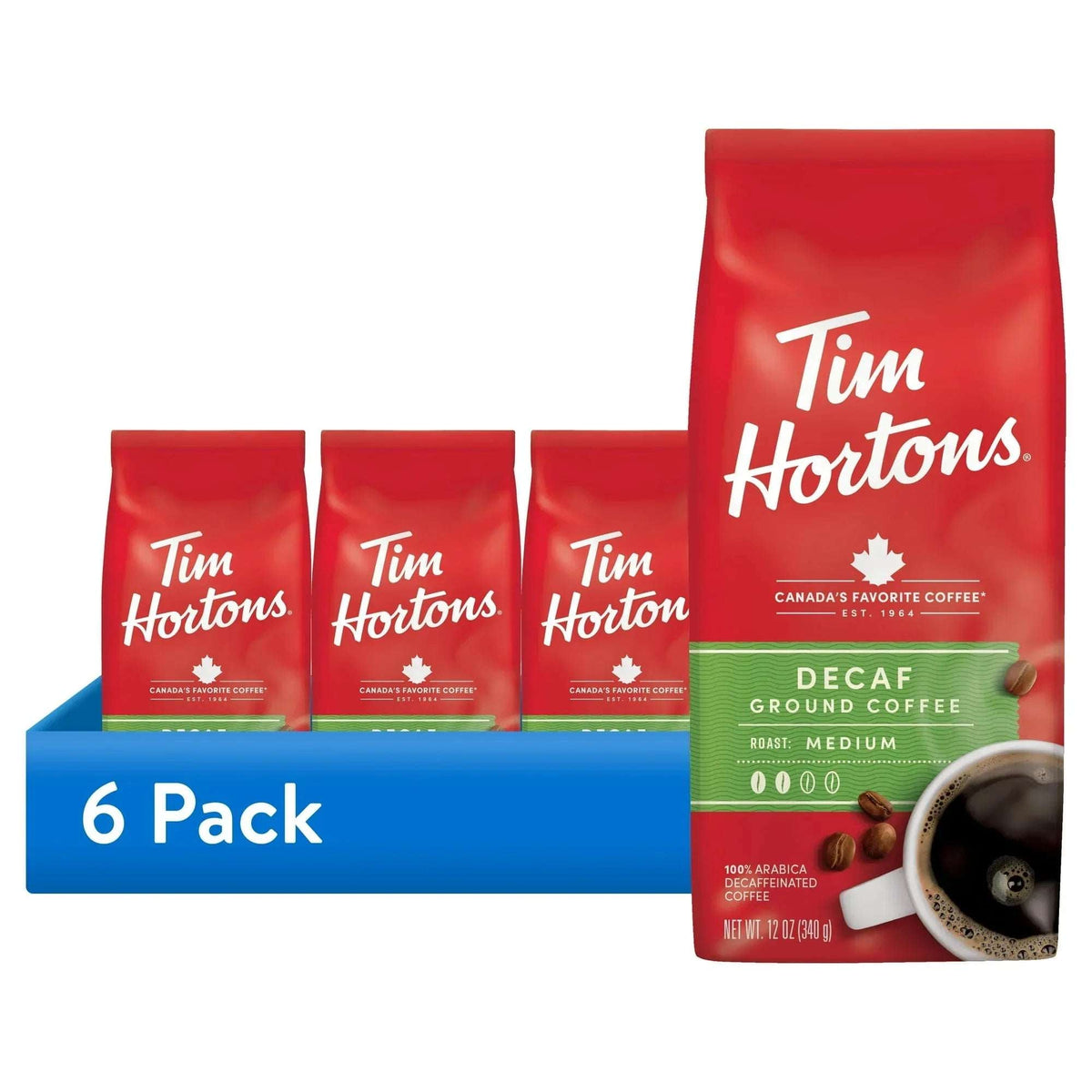 Tim Hortons Decaf Ground Coffee, 12oz Bag