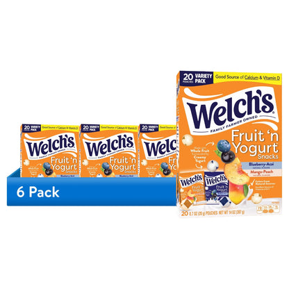 Welch's Fruit 'N Yogurt Blueberry-Acai. & Mango-Peach Soft Fruit Snacks, .7 oz, 20 Count