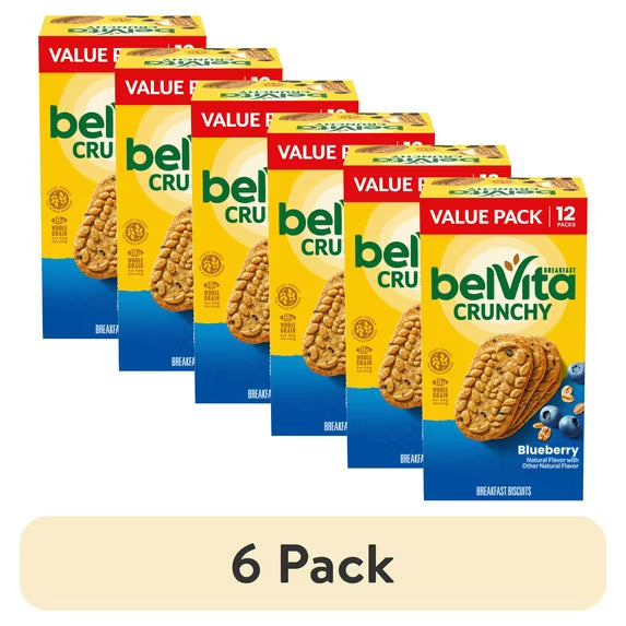 belVita Breakfast Bars Biscuits, Blueberry, Value Pack, 12 Packs (4 Biscuits Per Pack)