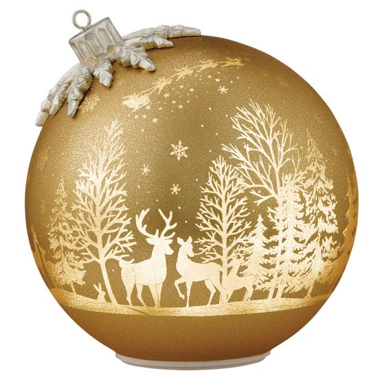 6.5" & 8.5" Rotating Glass Ornament Decor with LED Lights, Set of 2